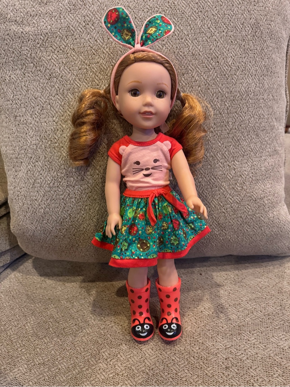 American Girl Pink & Green Bunny-Ear Outfit Doll